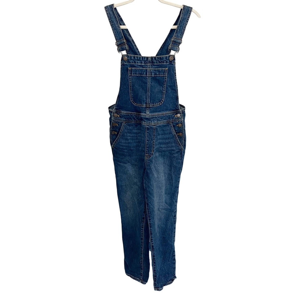 J. Crew Womens Denim Overalls Medium Wash Denim Blue Straight Leg Jeans Size XS
